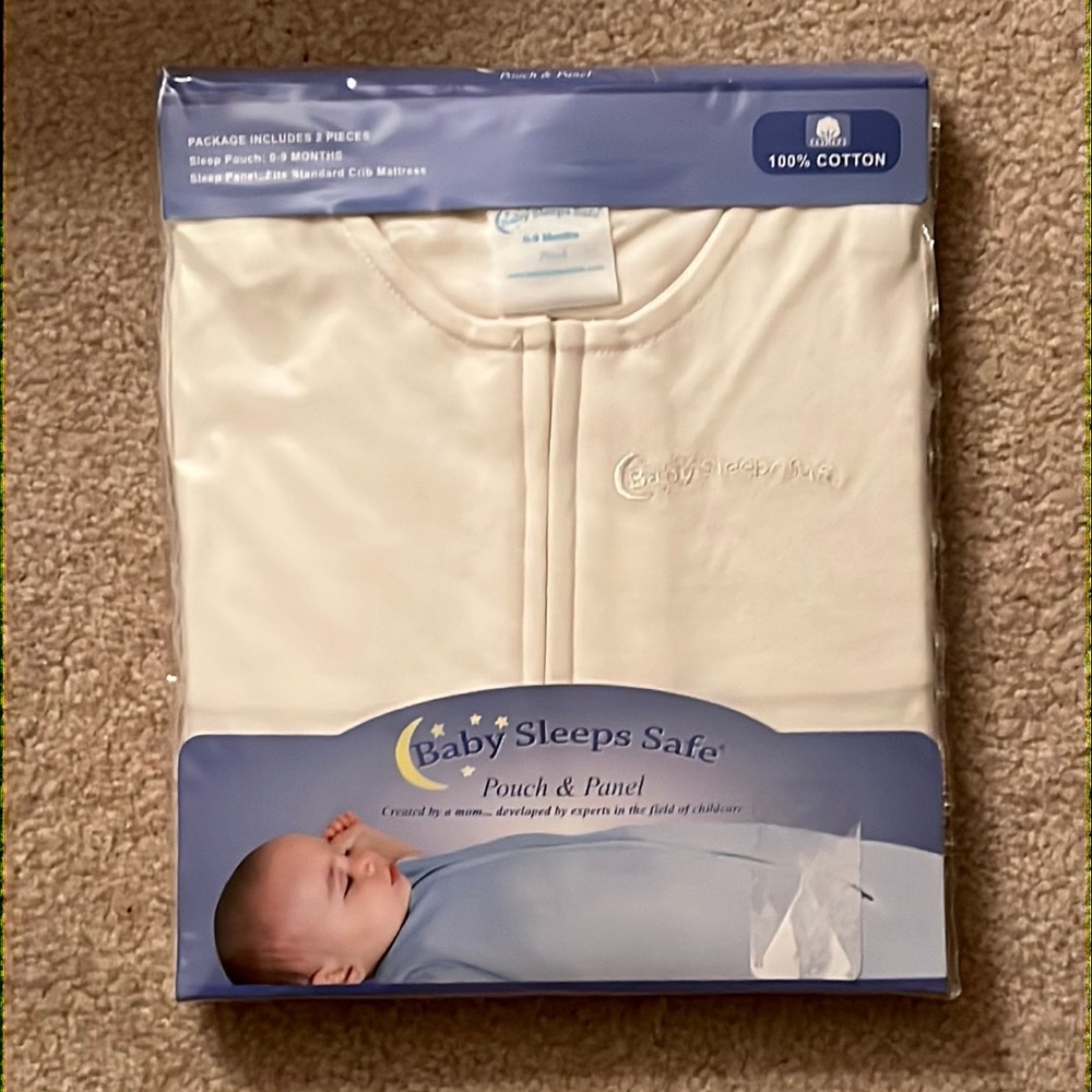 NWT Baby Sleeps Safe 0-9 mos pouch & panel 100% cotton, cream color